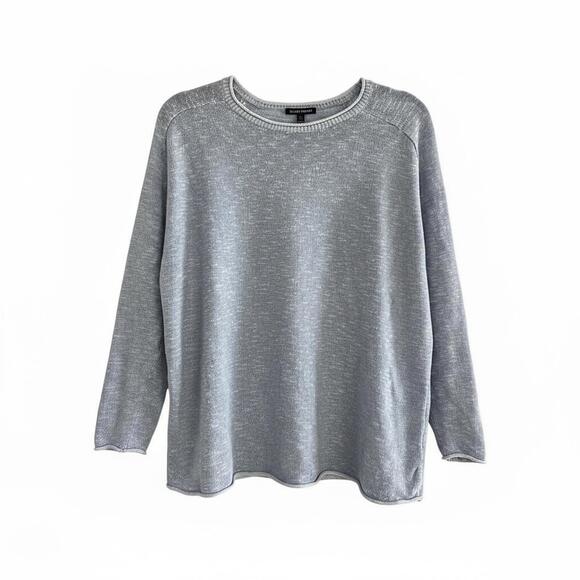 Eileen Fisher Oversized Linen Cotton Top Powder Blue Minimalist Quiet M - Picture 2 of 8